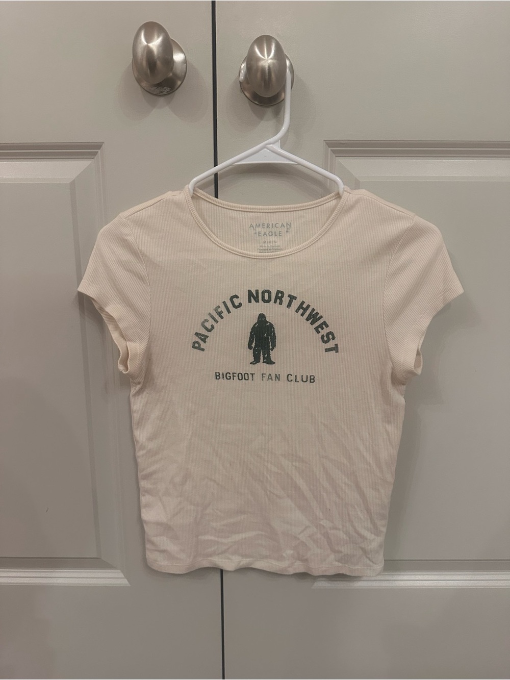 American Eagle Outfitters Cream Pacific Northwest Bigfoot Tee